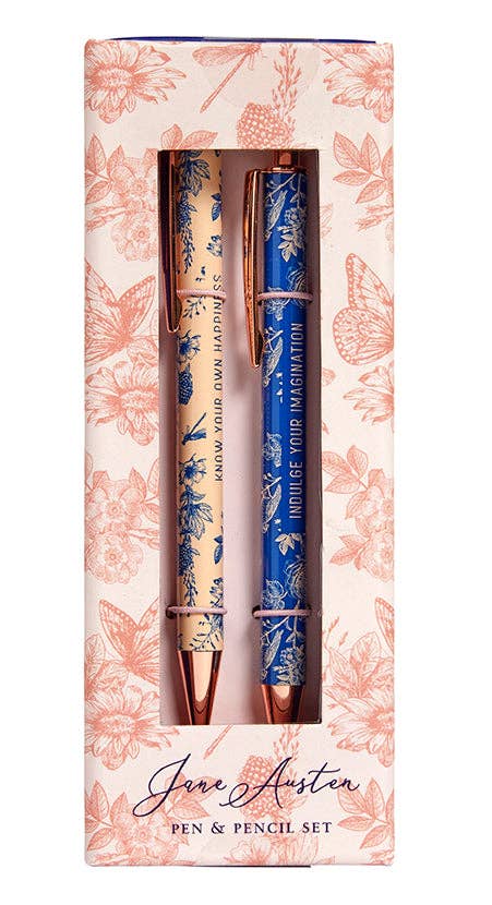 Jane Austen: Floral Pen and Pencil Set (Set of 2) - Boho Fabrics -