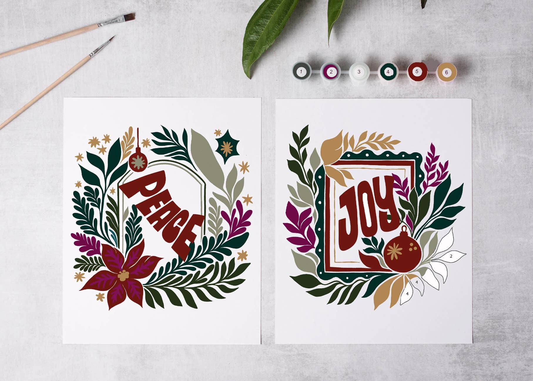 Joy and Peace Paint - By - Numbers kit - Boho Fabrics -