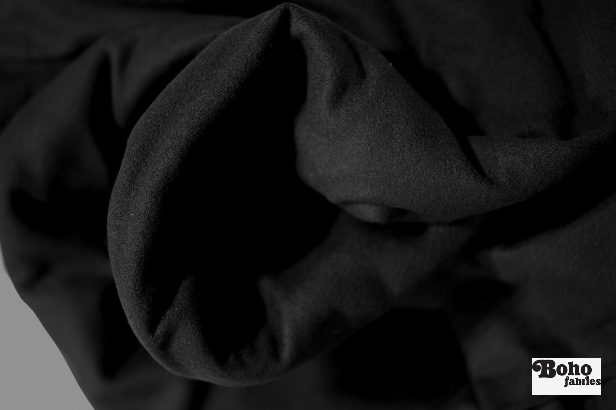 Just for VIP's! Sneak Peek, Black, Italian Melton Wool - Boho Fabrics -