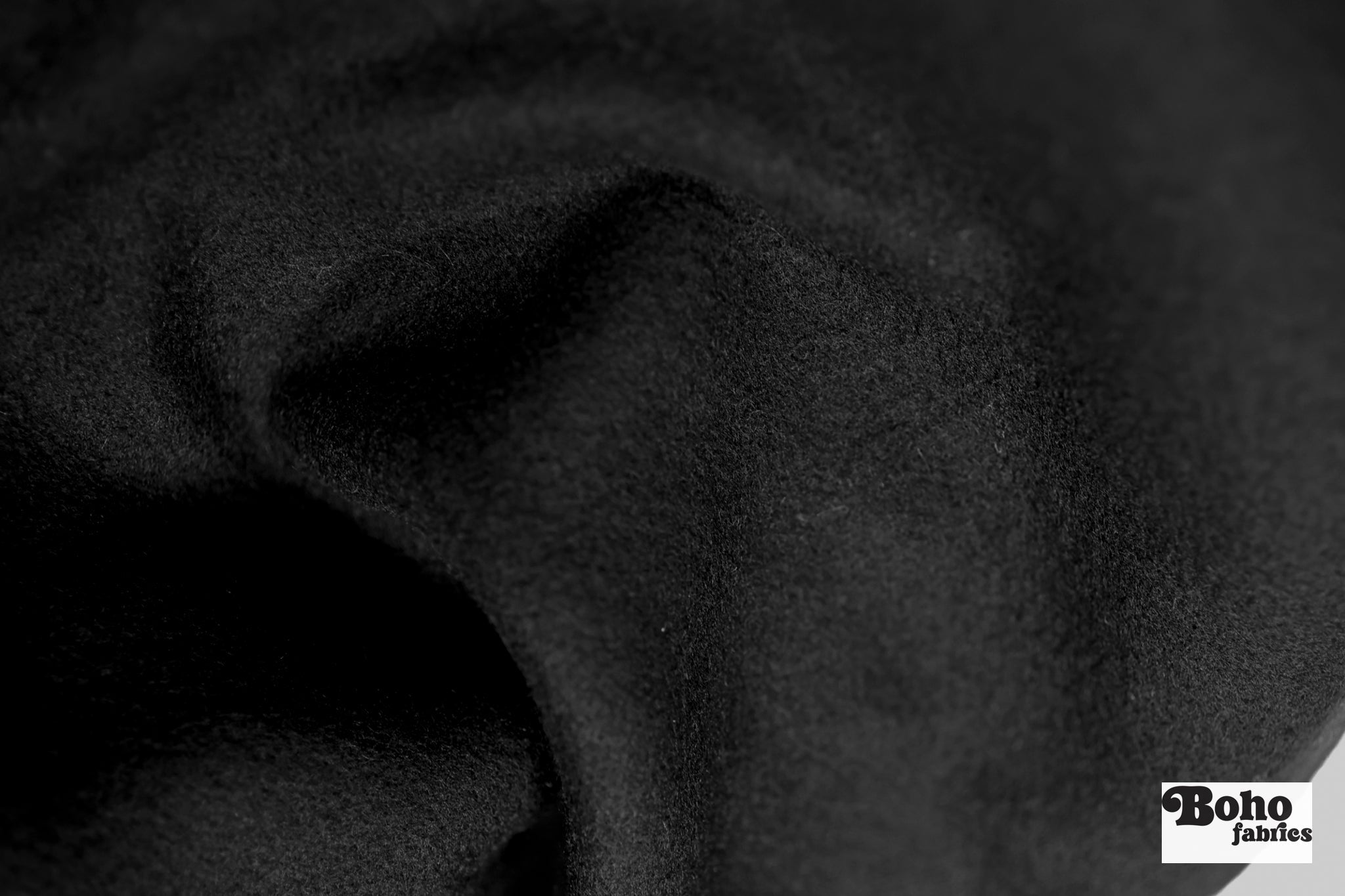 Just for VIP's! Sneak Peek, Black, Italian Melton Wool - Boho Fabrics -