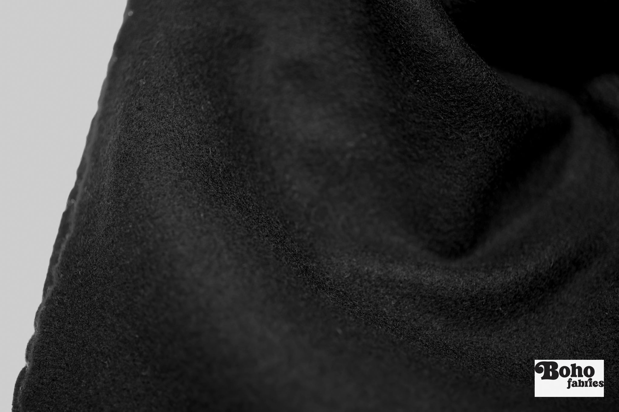Just for VIP's! Sneak Peek, Black, Italian Melton Wool - Boho Fabrics -