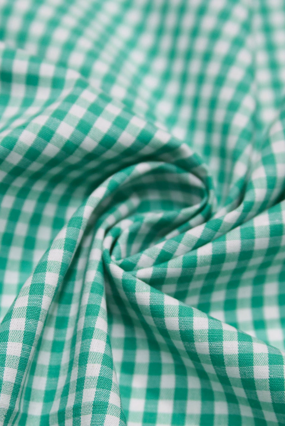 Kelly Green and White Gingham Cotton Woven Shirting Fabric - Boho Fabrics - Woven, Fabric