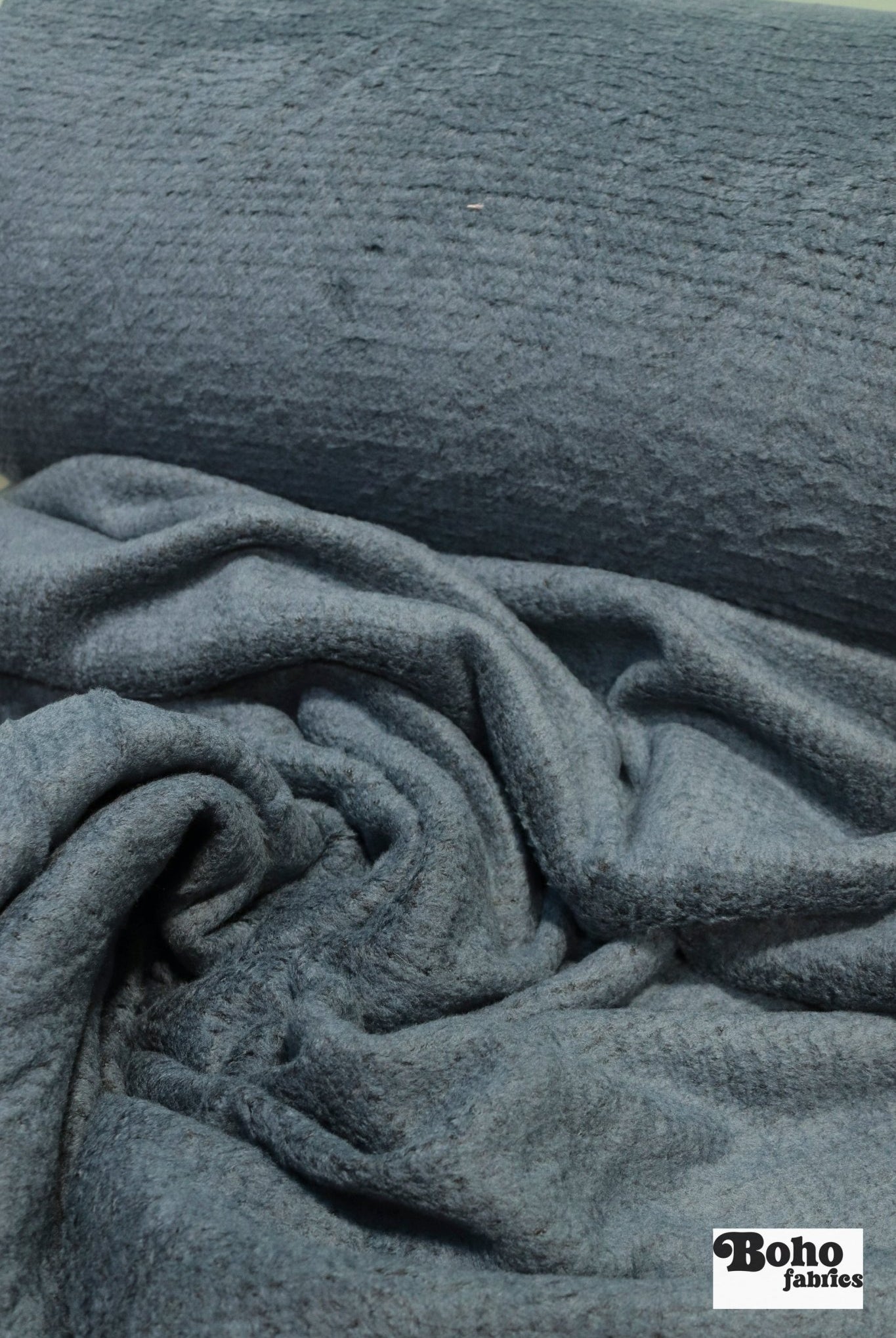 Lake Blue, Structured High Loft Double - Velour Fleece Fabric by Polartec 2nds - Boho Fabrics - Performance Fabrics