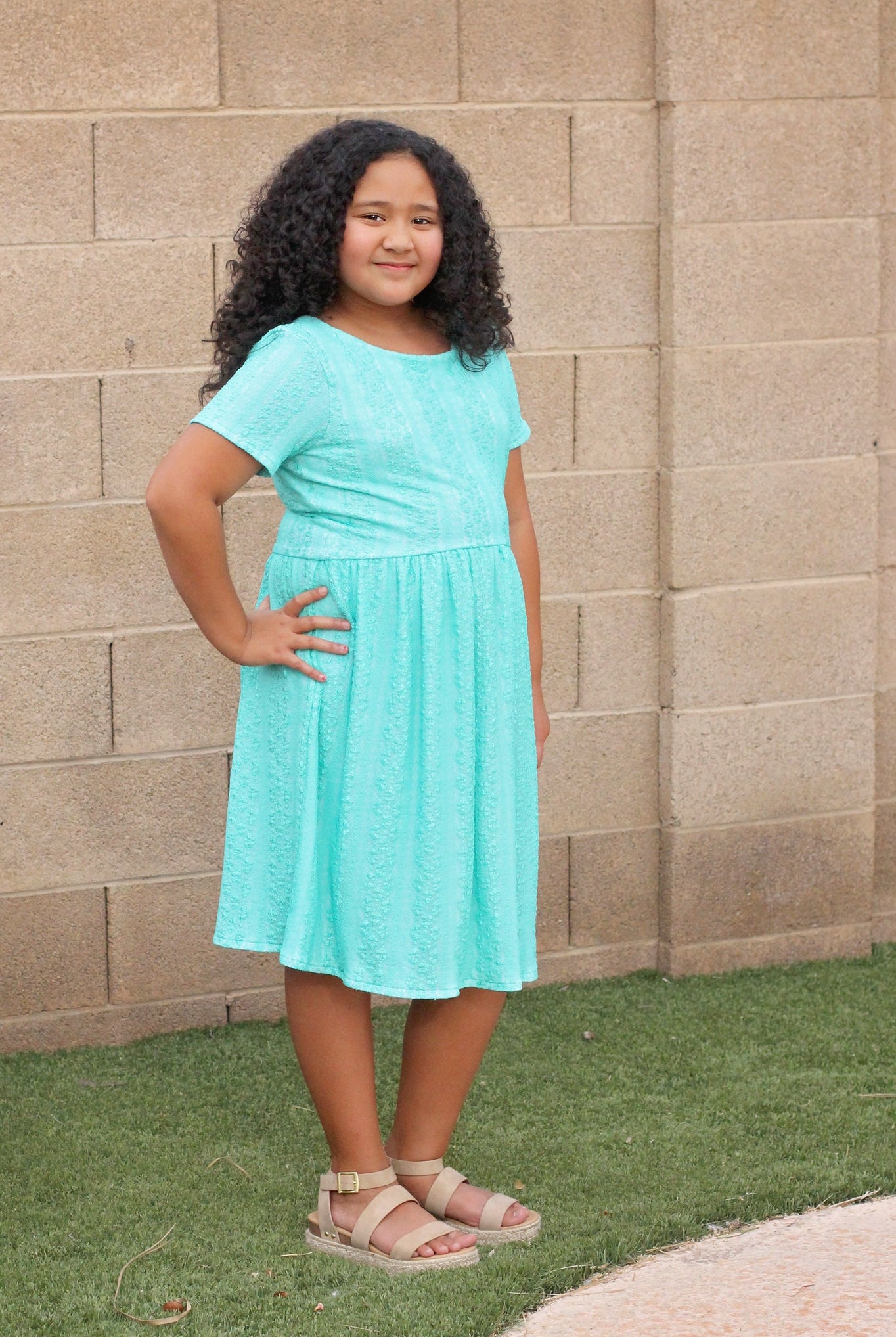 Last Cuts! Flower Kiss Crochet Stripes in Jeweled Aqua. Stretch Lace Knit. SL-106-AQA - Boho Fabrics - Stretch Lace Fabric