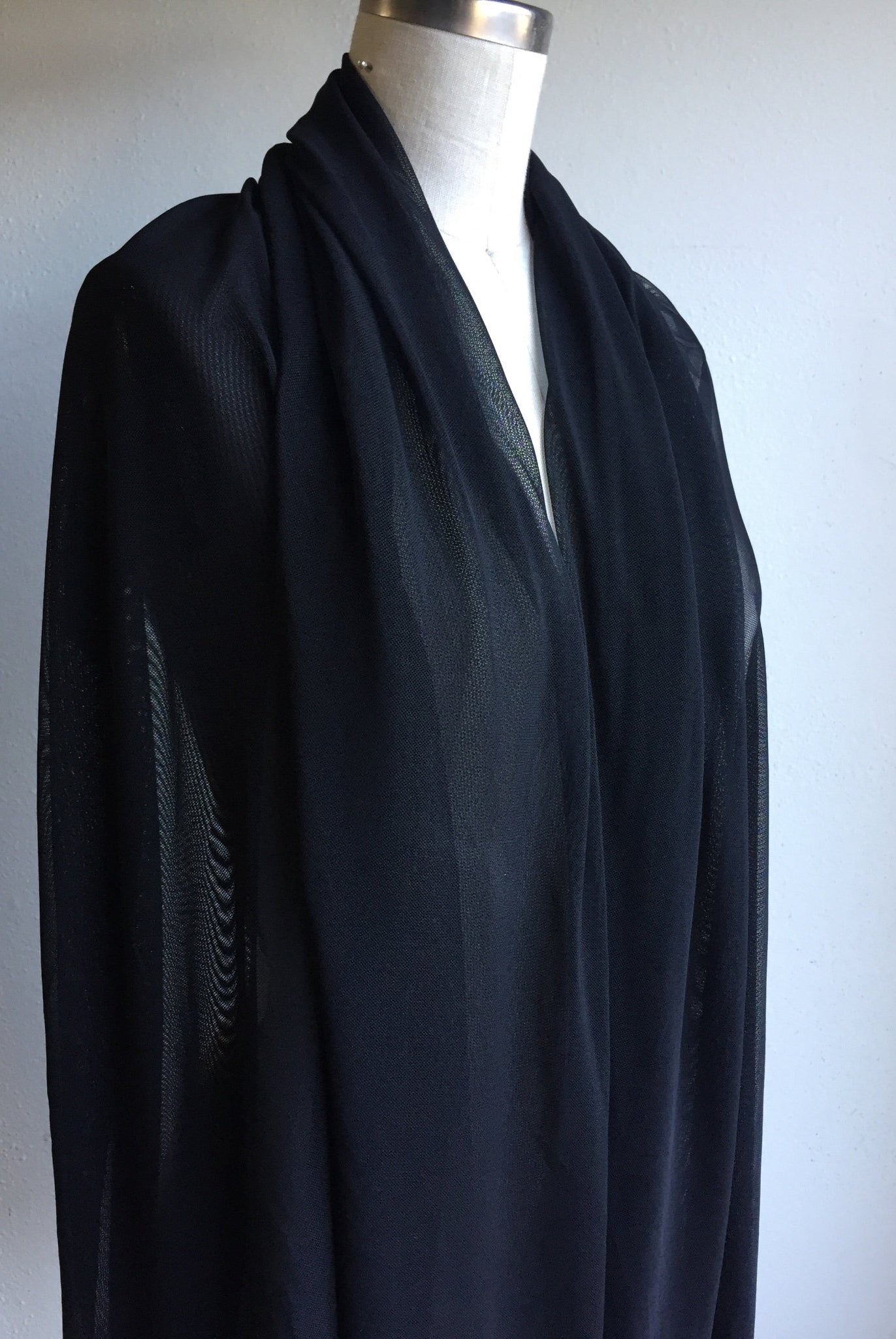 Last Cuts! Power Mesh In Solid Black. Designer End Bolt - Boho Fabrics