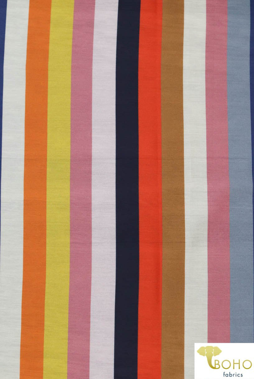 Last Cuts! "Salt Water Taffy" Stripes in Warm Colorway. Silk Chiffon Woven. WV-130-WARM - Boho Fabrics