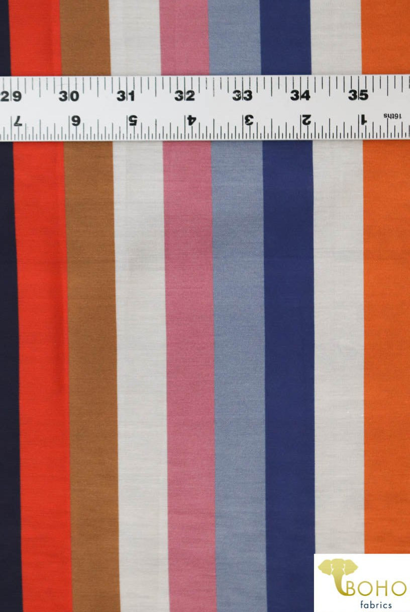 Last Cuts! "Salt Water Taffy" Stripes in Warm Colorway. Silk Chiffon Woven. WV-130-WARM - Boho Fabrics