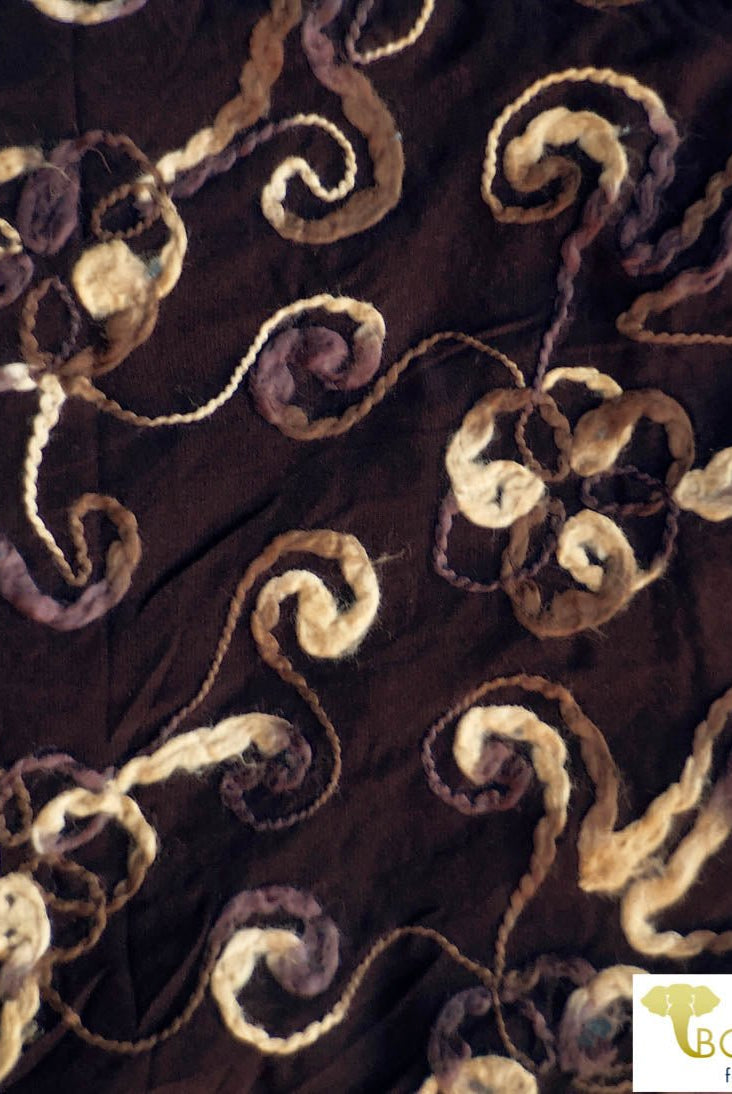 LAST CUTS! Wooly Vines. "Felted" Stretch Mesh. Designer End Bolt - Boho Fabrics