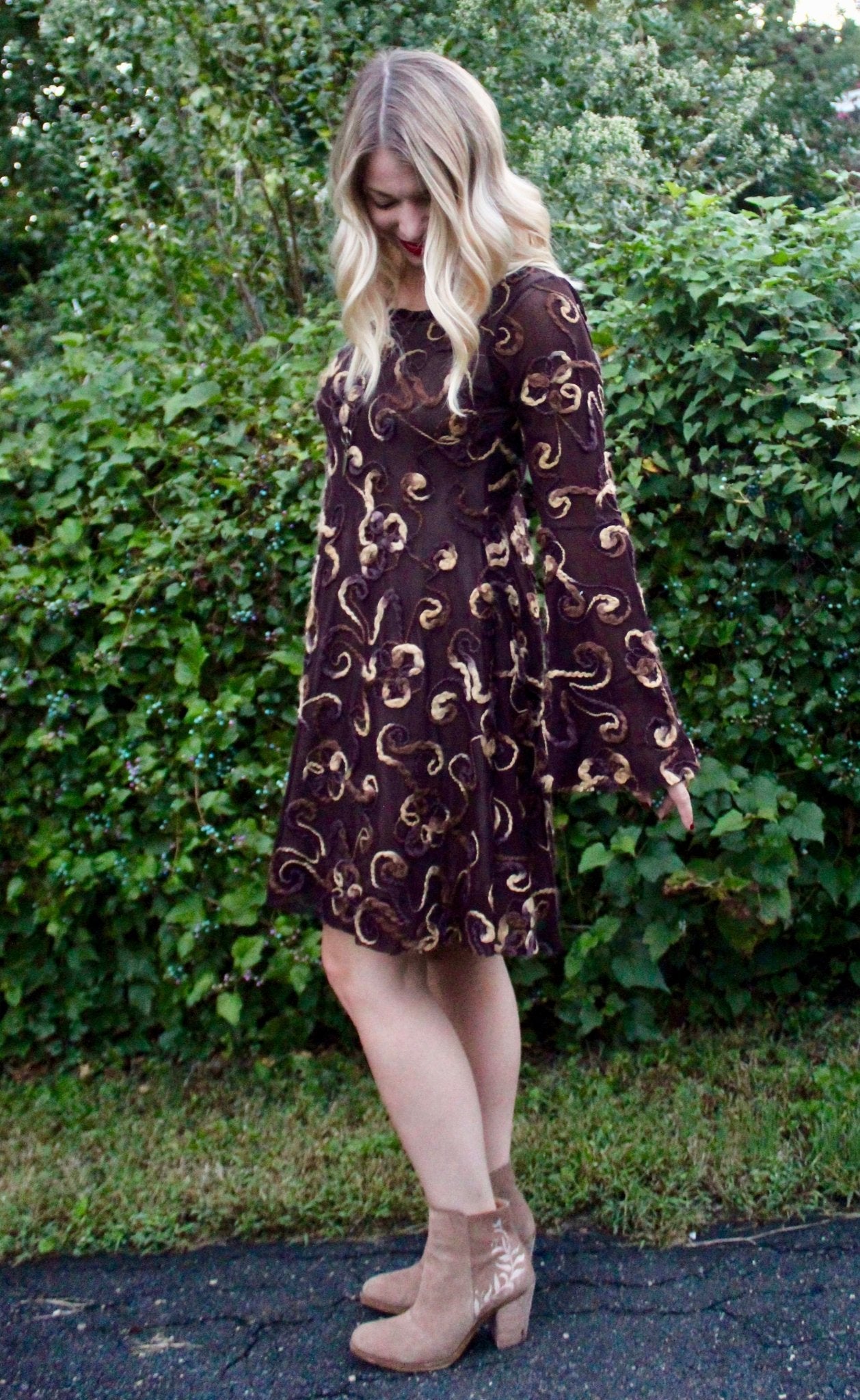 LAST CUTS! Wooly Vines. "Felted" Stretch Mesh. Designer End Bolt - Boho Fabrics