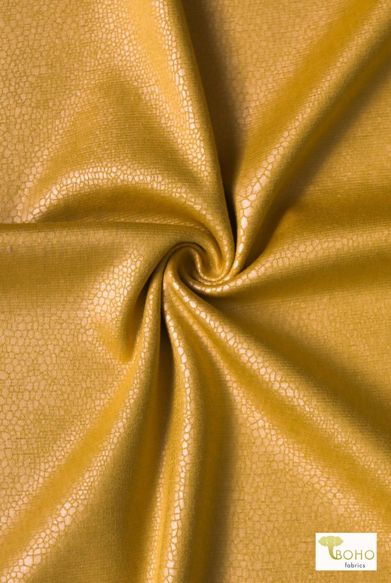 Last Cuts! Yellow Dragonscale, Ponte Print, Double Knit - Boho Fabrics