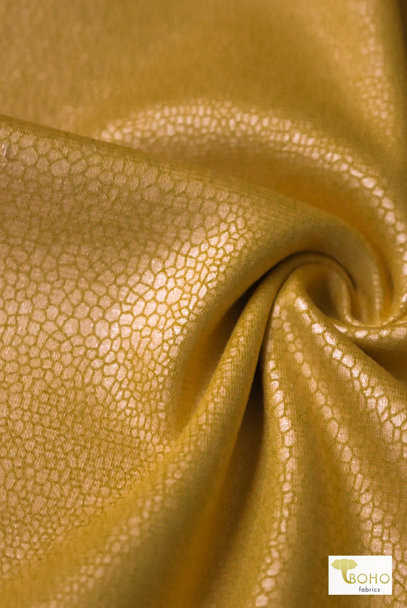 Last Cuts! Yellow Dragonscale, Ponte Print, Double Knit - Boho Fabrics