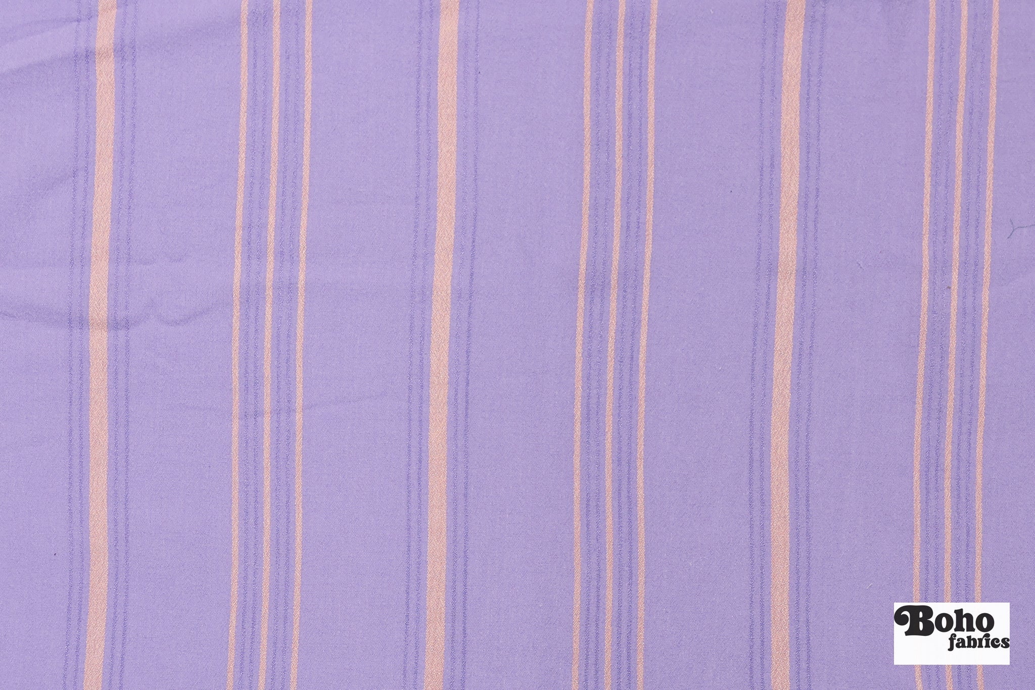 Lavender with Thin Peach Stripes Textured Woven Fabric - Boho Fabrics - Woven, Fabric
