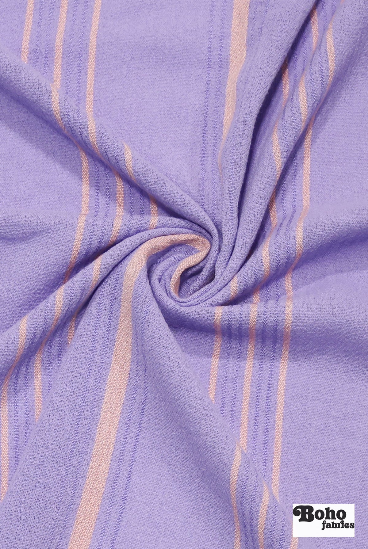 Lavender with Thin Peach Stripes Textured Woven Fabric - Boho Fabrics - Woven, Fabric
