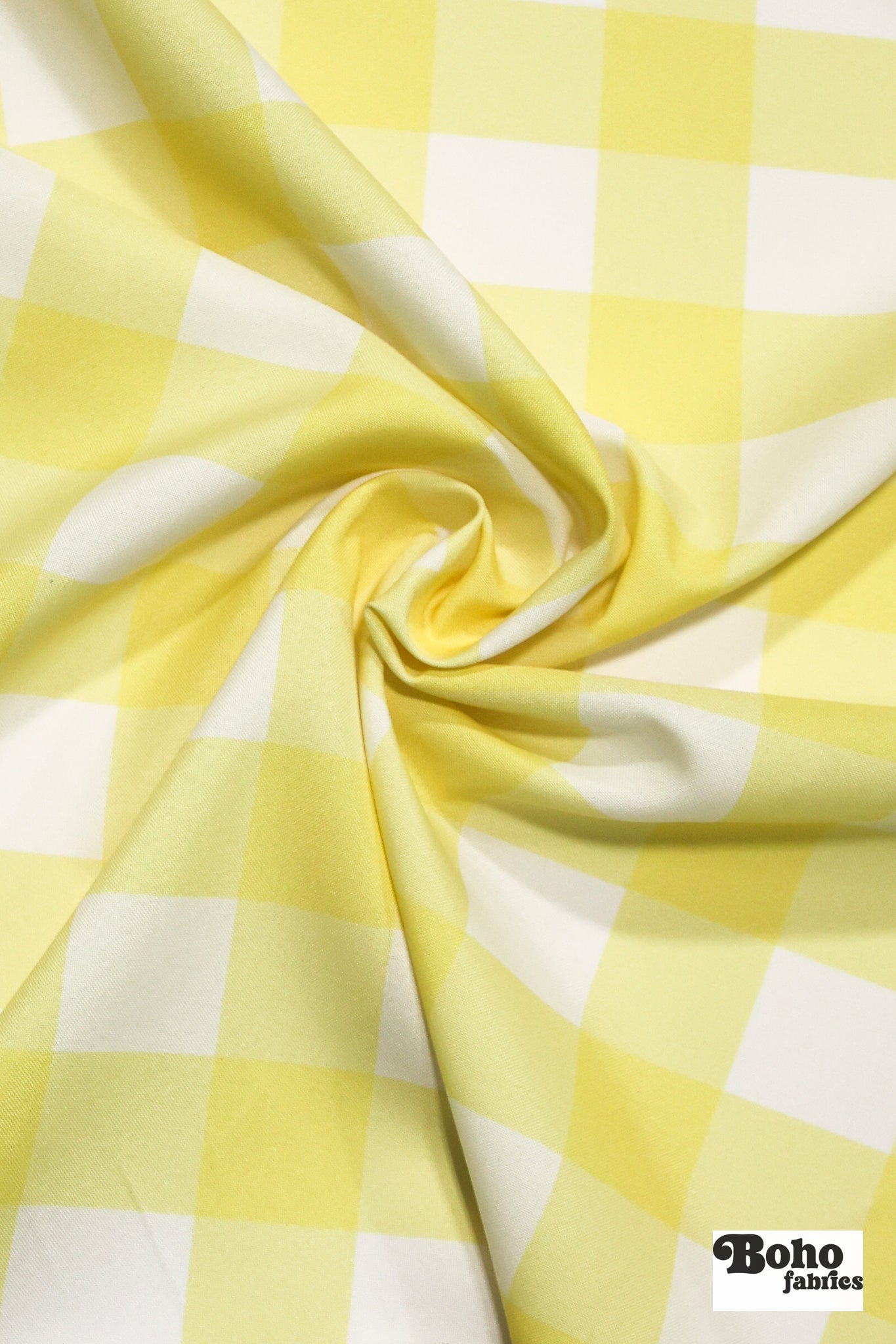 Lemon Buffalo Plaid Canvas Woven Fabric - Boho Fabrics - Canvas Fabric