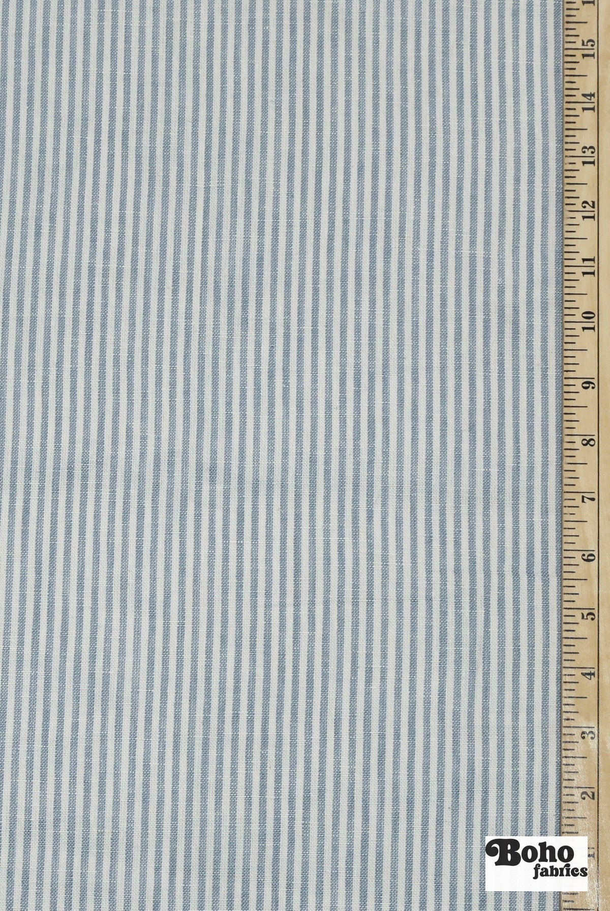 Light Blue and White 1/8" Narrow Stripes Linen Woven Fabric - Boho Fabrics - Woven, Fabric