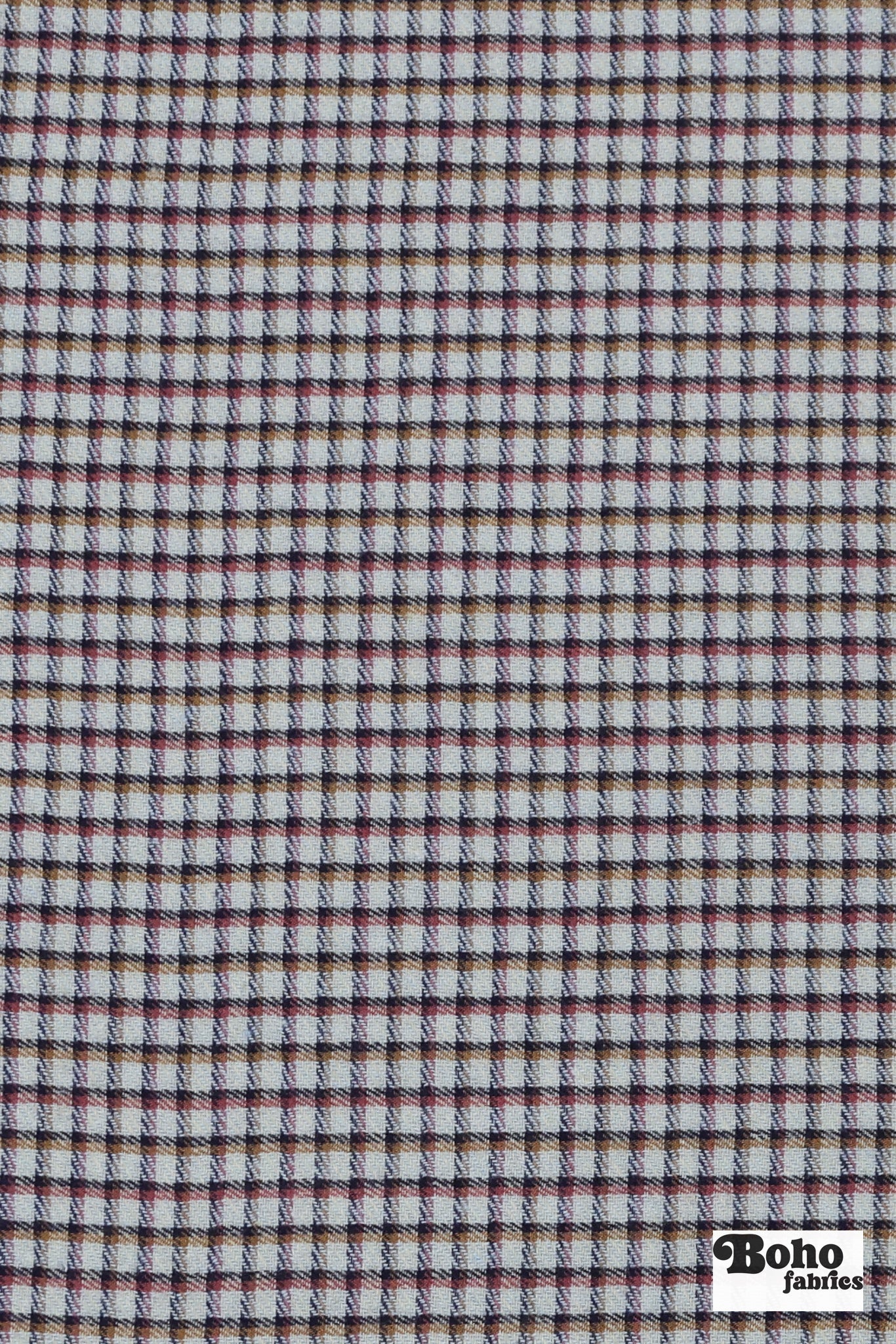 Light Blue, Red & Gold Plaid Cotton Woven Shirting Fabric - Boho Fabrics - Shirting, Woven