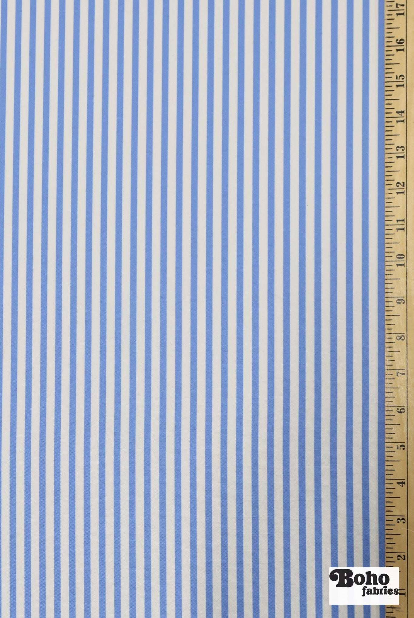 Light Blue & White, 1/4" Narrow Striped Canvas Woven Fabric - Boho Fabrics - Canvas Fabric