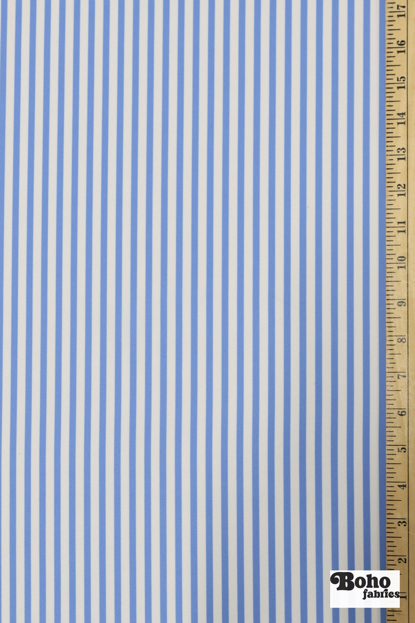 Light Blue & White, 1/4" Narrow Striped Canvas Woven Fabric - Boho Fabrics - Canvas Fabric