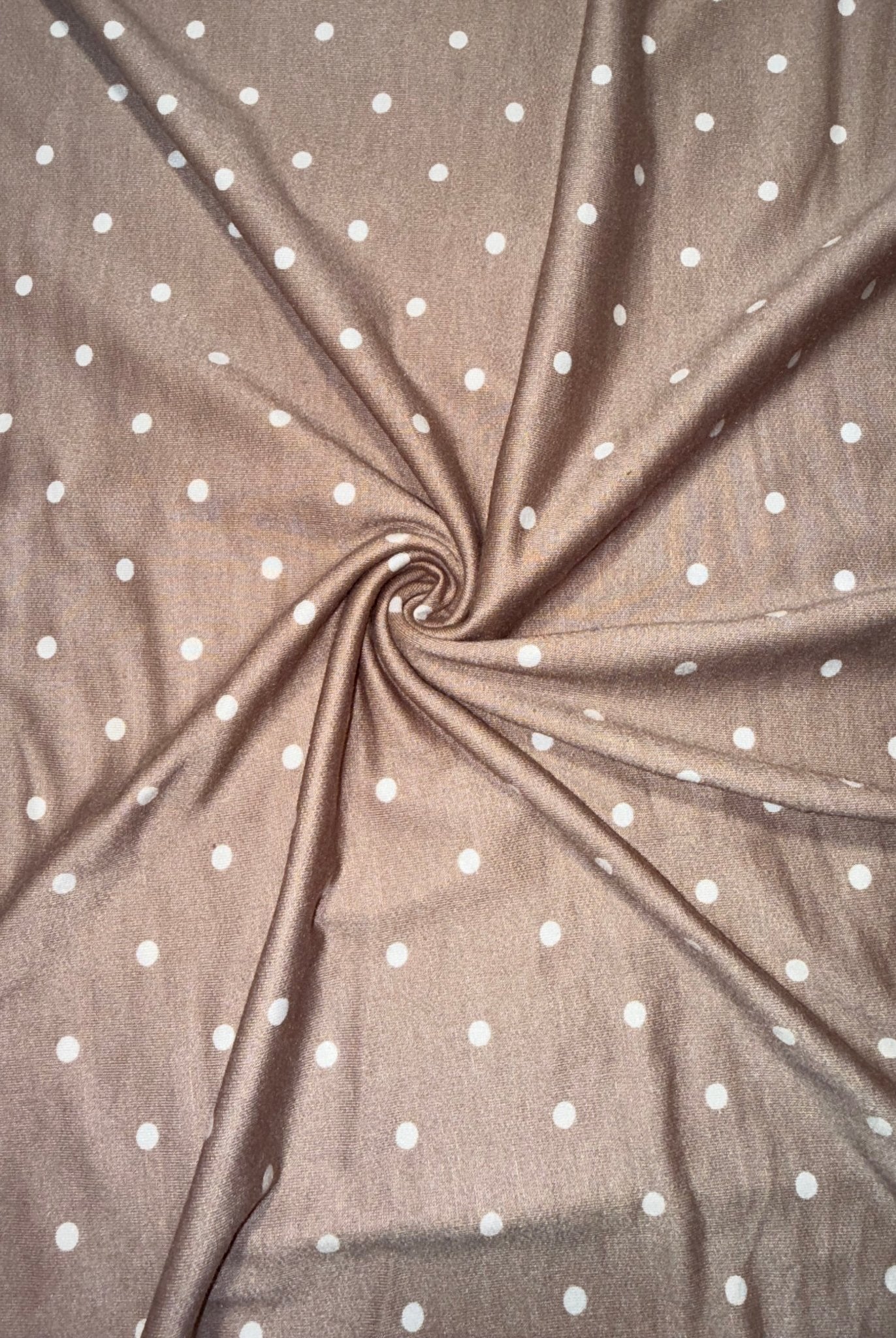 Light Brown Polka Dots, French Terry Knit Fabric - Boho Fabrics - French Terry Prints, Knit Fabric
