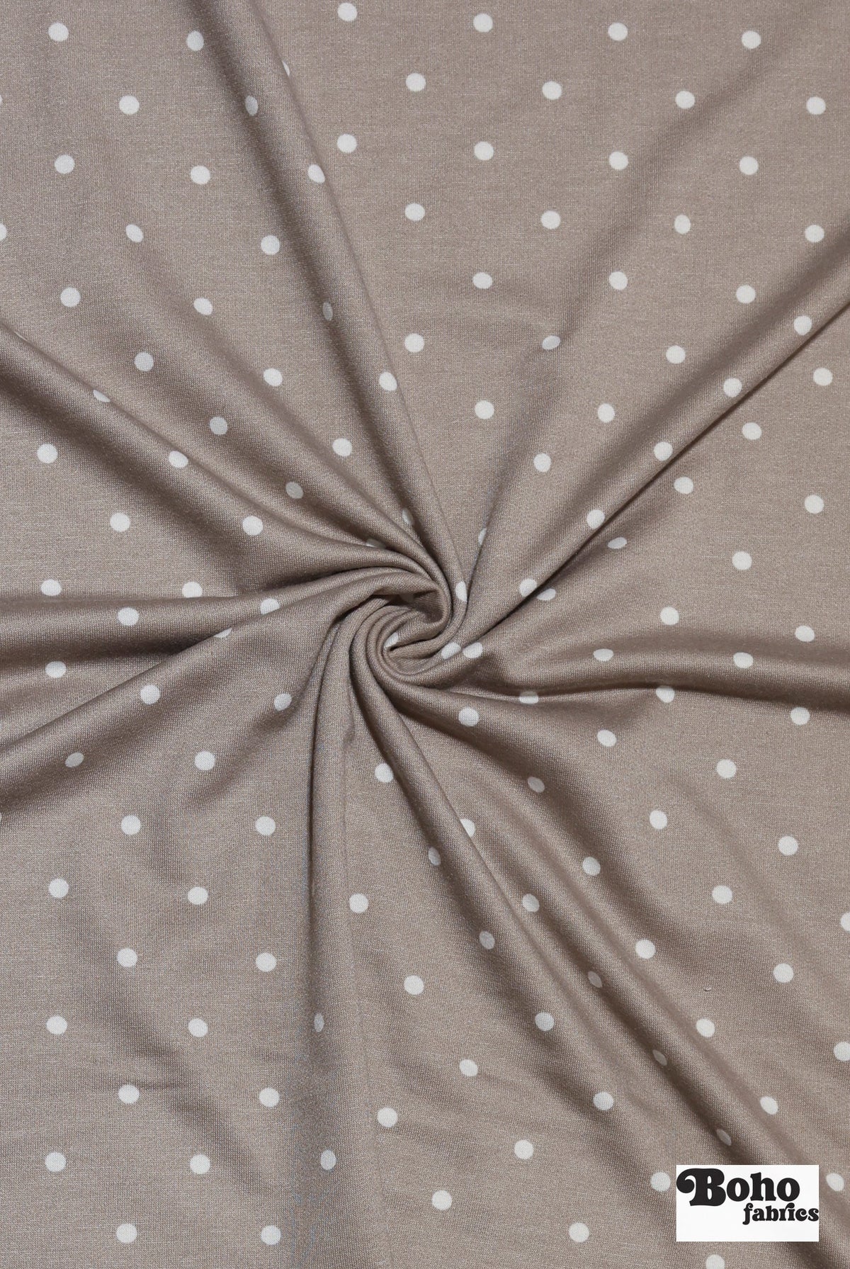 Light Brown Polka Dots, French Terry Knit Fabric - Boho Fabrics - French Terry Prints, Knit Fabric