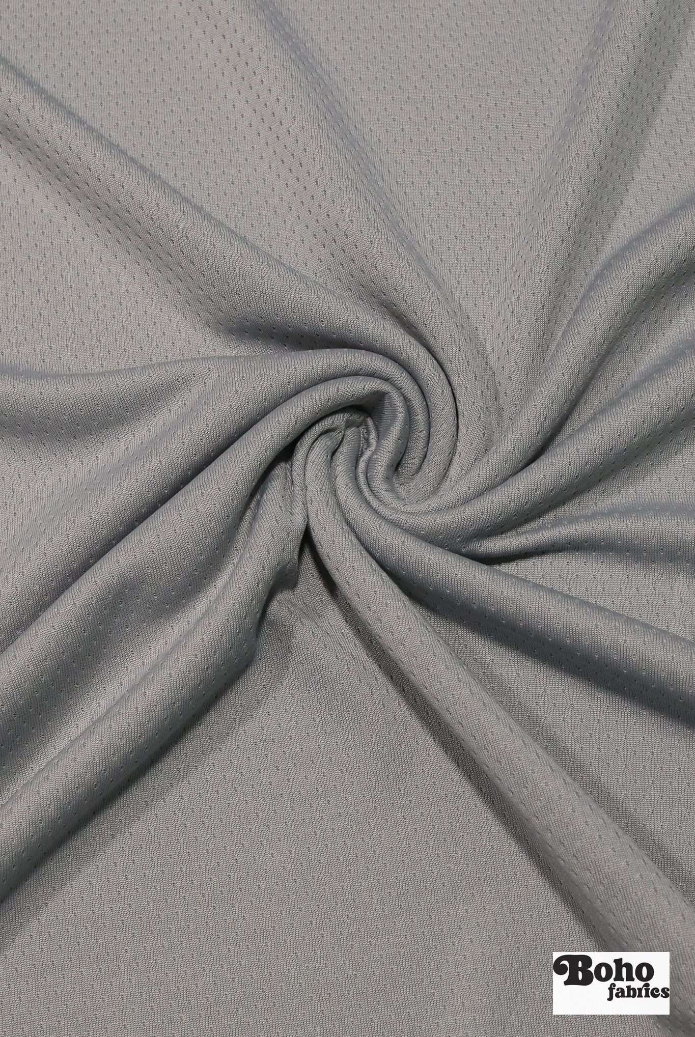 Light Gray, Flat Back Dimple, Athletic Mesh Fabric - Boho Fabrics - Athletic Knit Fabric