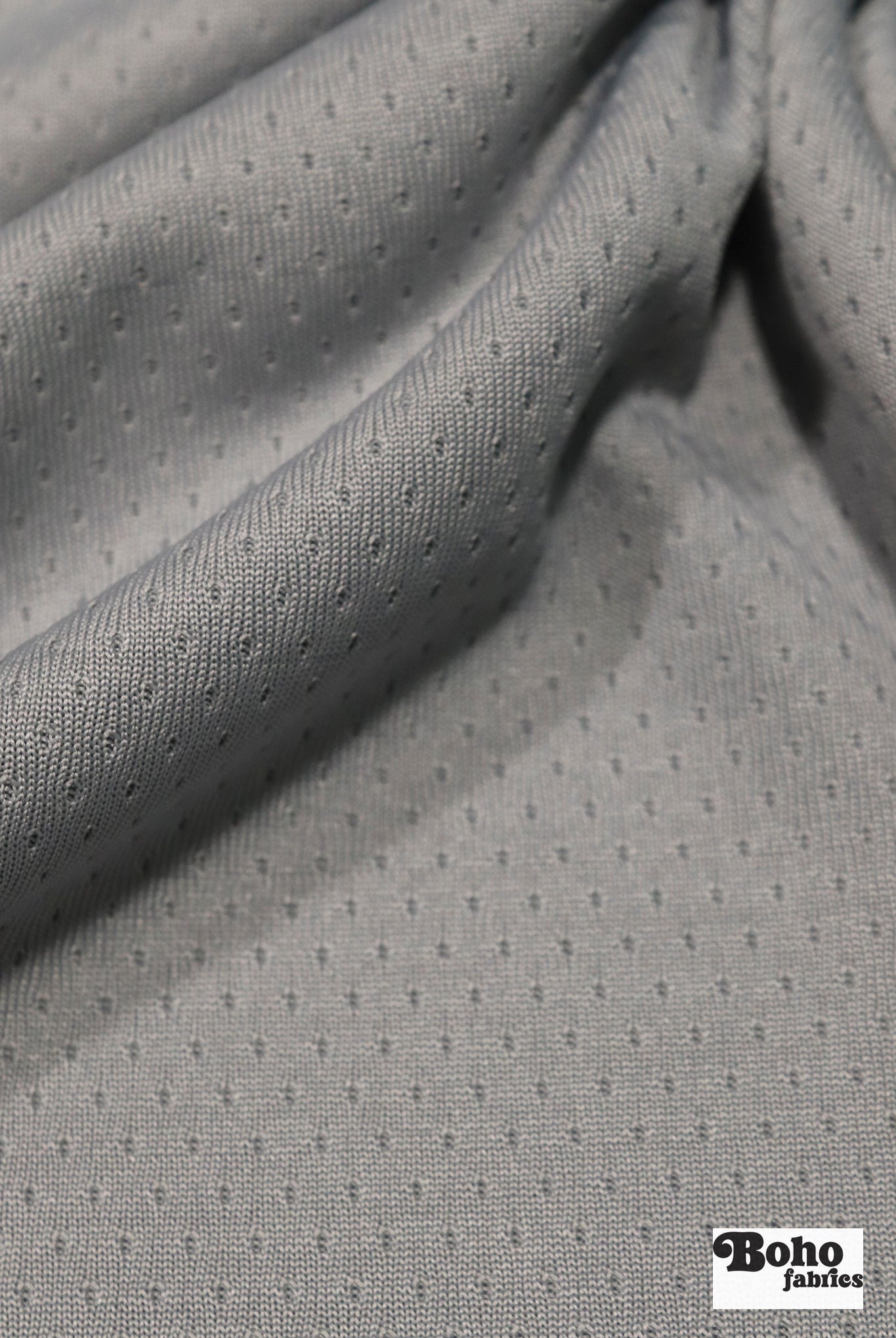 Light Gray, Flat Back Dimple, Athletic Mesh Fabric - Boho Fabrics - Athletic Knit Fabric