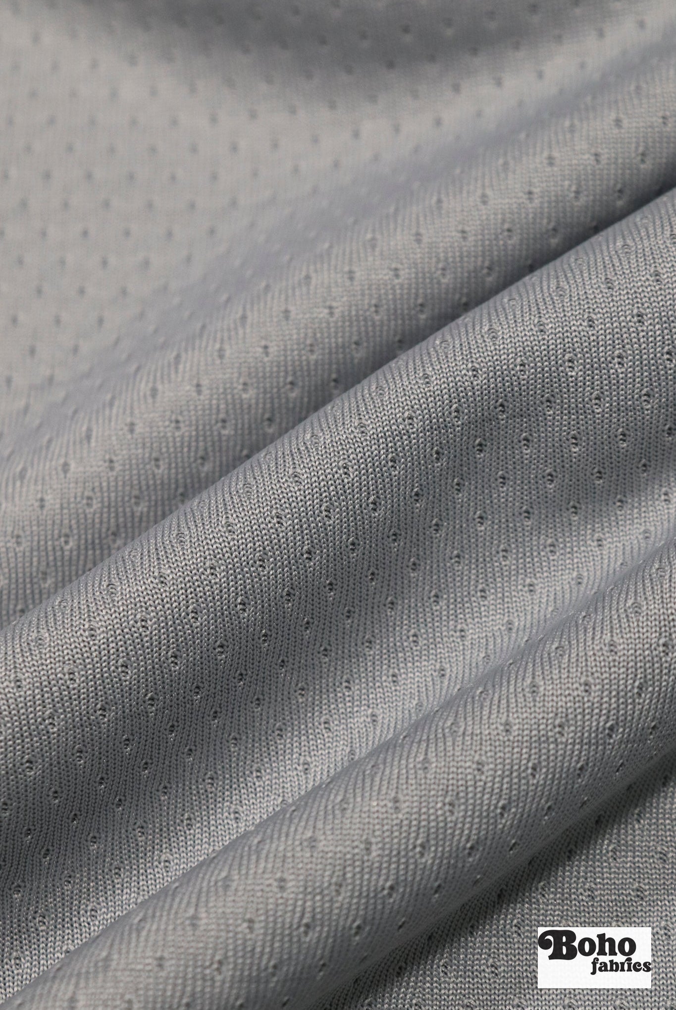 Light Gray, Flat Back Dimple, Athletic Mesh Fabric - Boho Fabrics - Athletic Knit Fabric