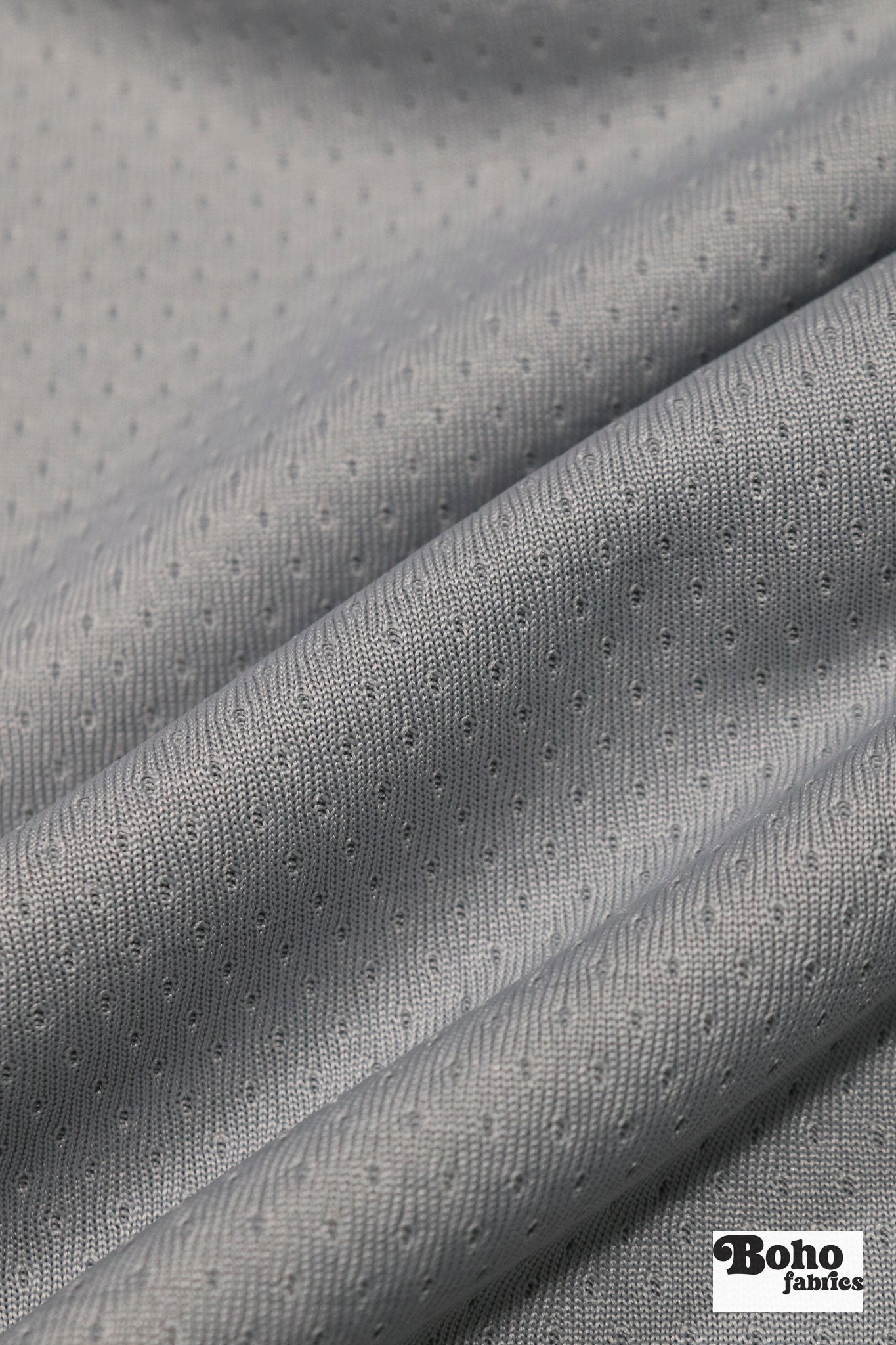 Light Gray, Flat Back Dimple, Athletic Mesh Fabric - Boho Fabrics - Athletic Knit Fabric