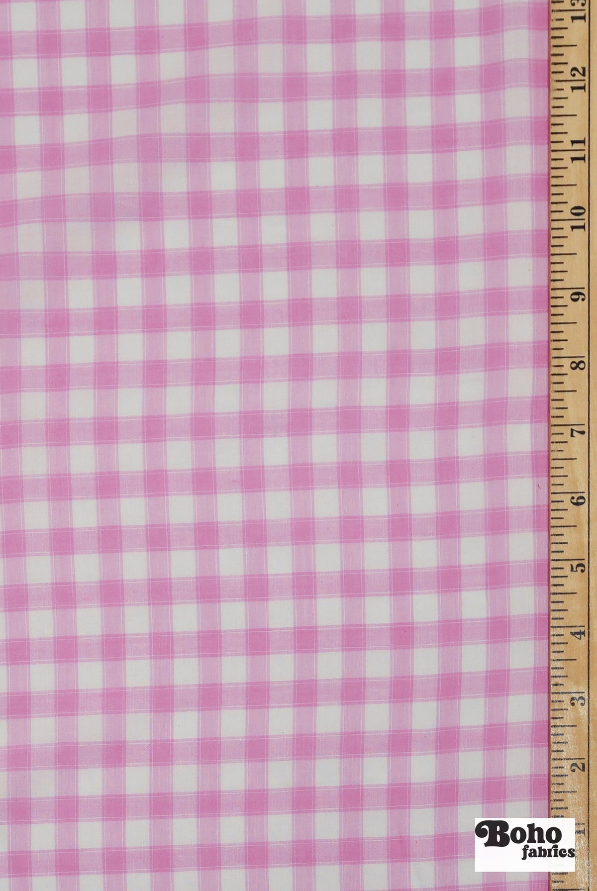 Light Pink and White Gingham Cotton Shirting Woven Fabric - Boho Fabrics - Woven, Fabric