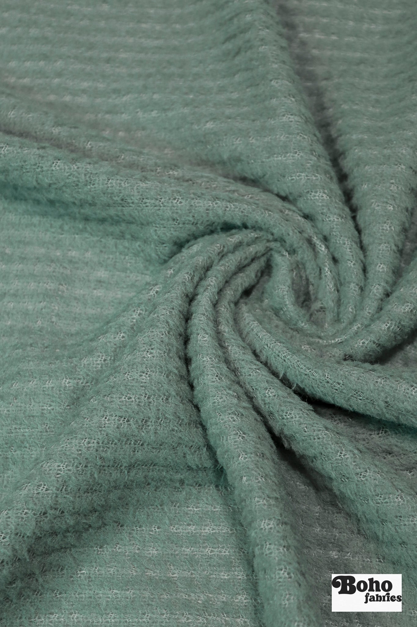 Light Teal, High Loft Grid Fleece Fabric by Polartec, featuring Recycled Polyester. *2nds* - Boho Fabrics - Performance Fabrics