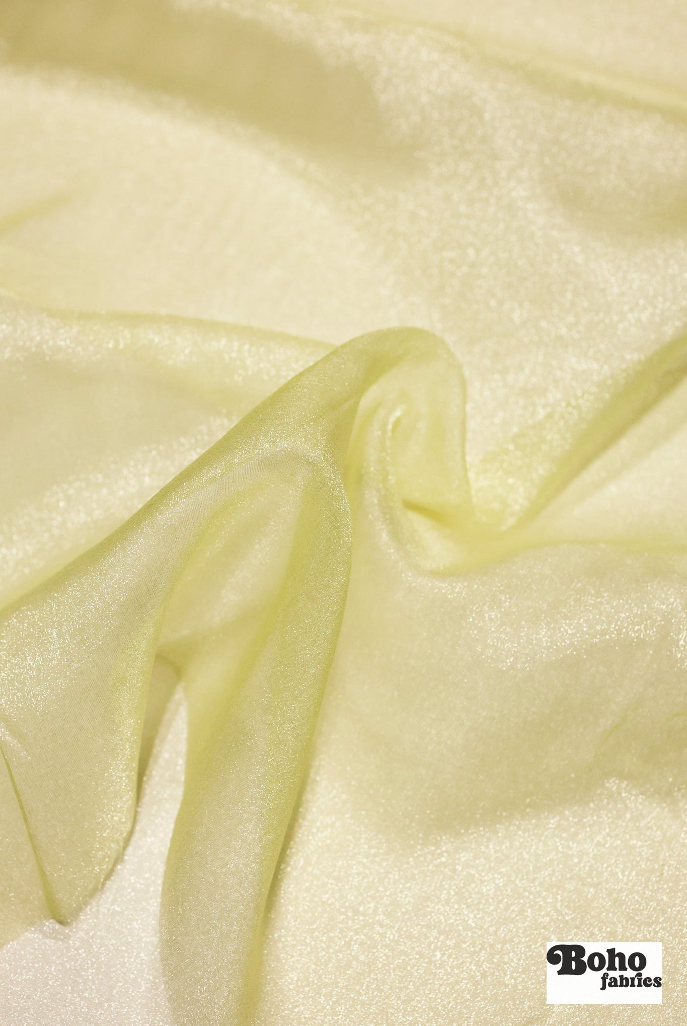 Light Yellow, Organza Shimmer, 44" Woven Fabric - Boho Fabrics - Organza, Woven Fabric