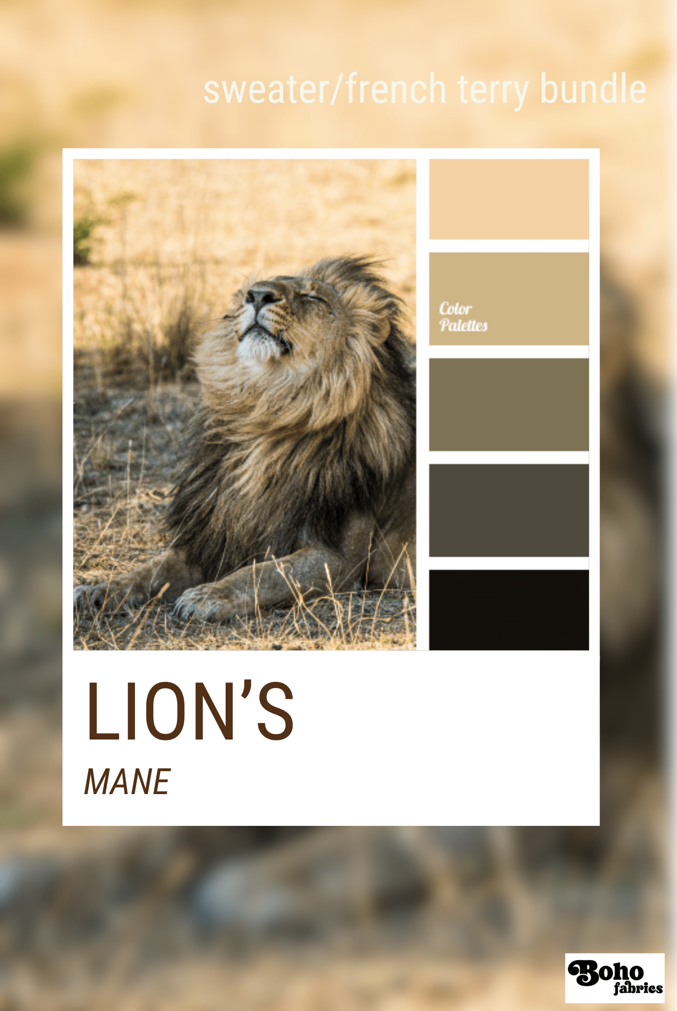 Lion's Mane, Sweater/French Terry Knit Palette Bundle - Boho Fabrics - Fabric Bundles