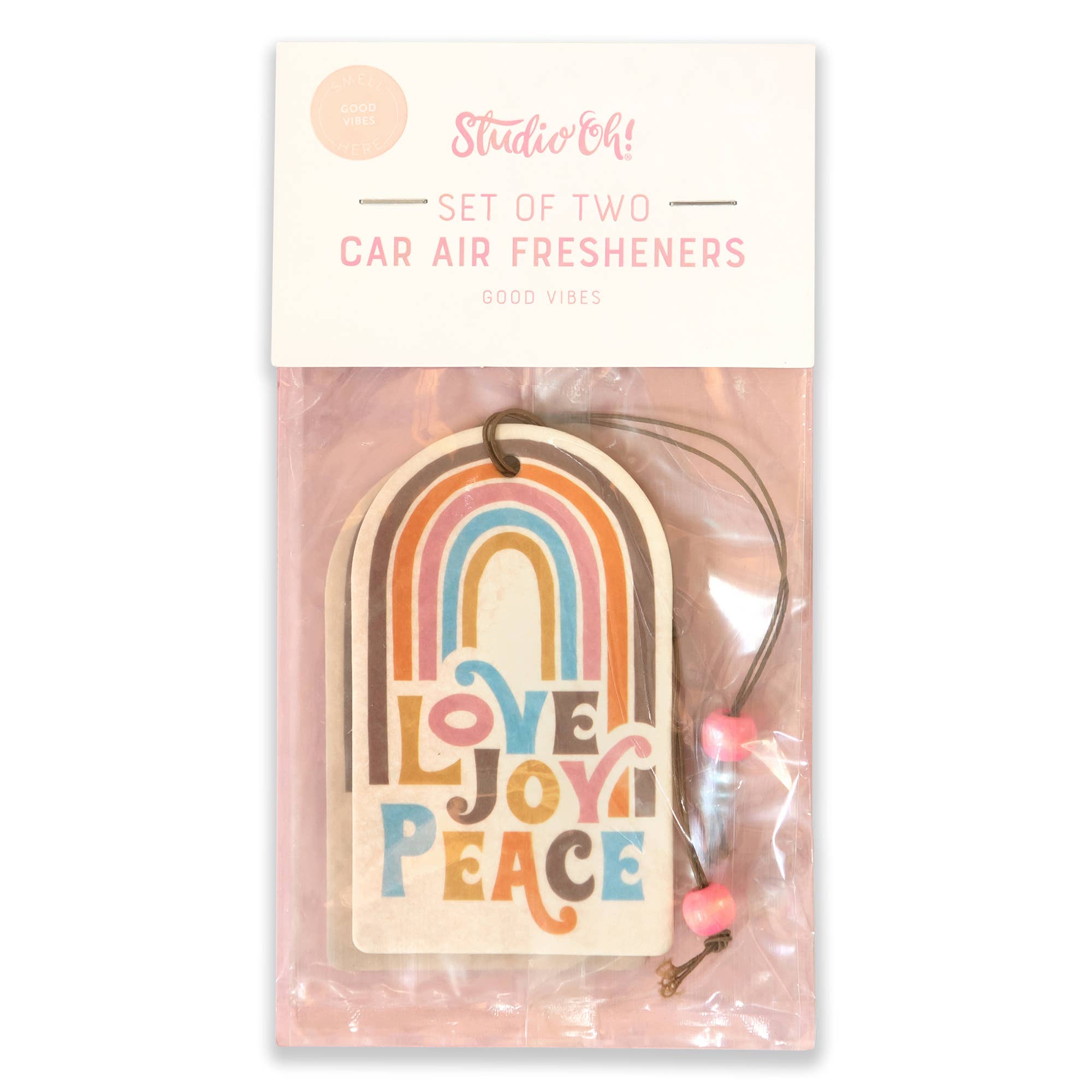 Love Joy Peace Rainbow Car Air Freshener - Pack of 2 - Boho Fabrics -
