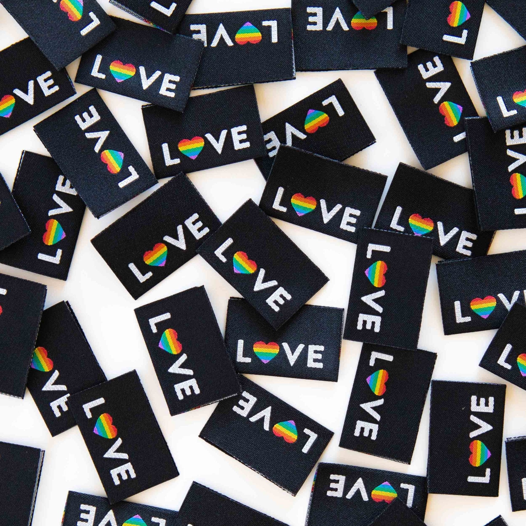 Love Pride Heart Woven Sewing Labels - Pride Gift - Boho Fabrics -