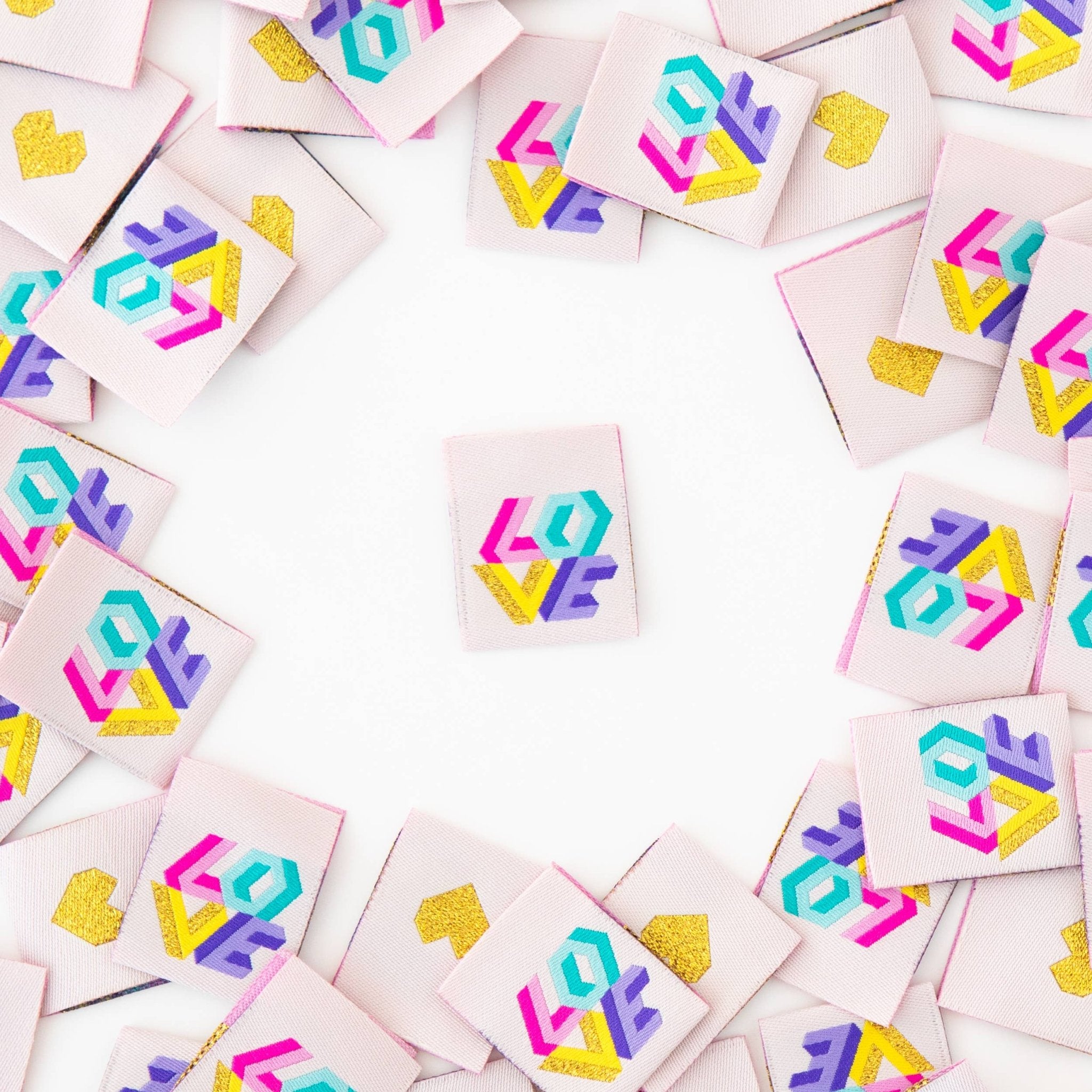 Love - Sewing Woven Clothing Label Tags - Boho Fabrics - Sew - in Labels