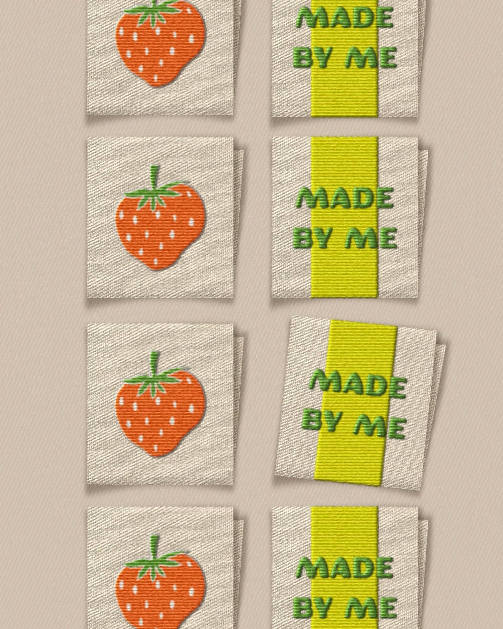 Made By Me Strawberry Square Garment Labels - Boho Fabrics - Sew - in Labels