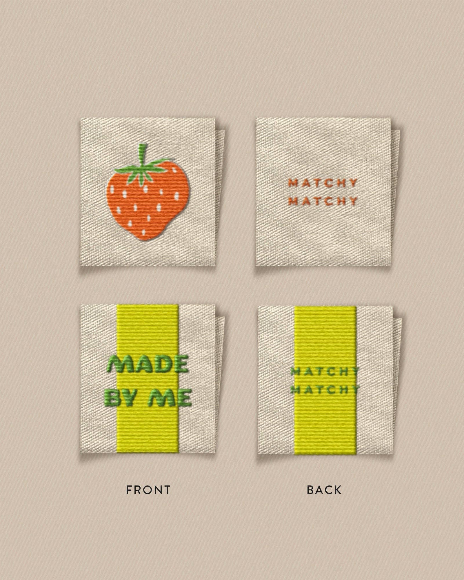 Made By Me Strawberry Square Garment Labels - Boho Fabrics - Sew - in Labels
