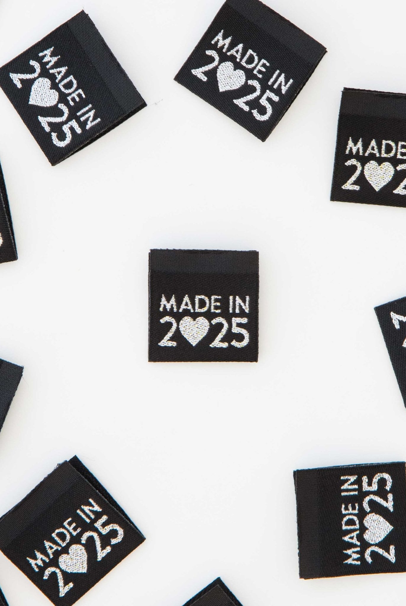 Made in 2025 Silver Woven Sewing and Quilting Labels - Boho Fabrics -