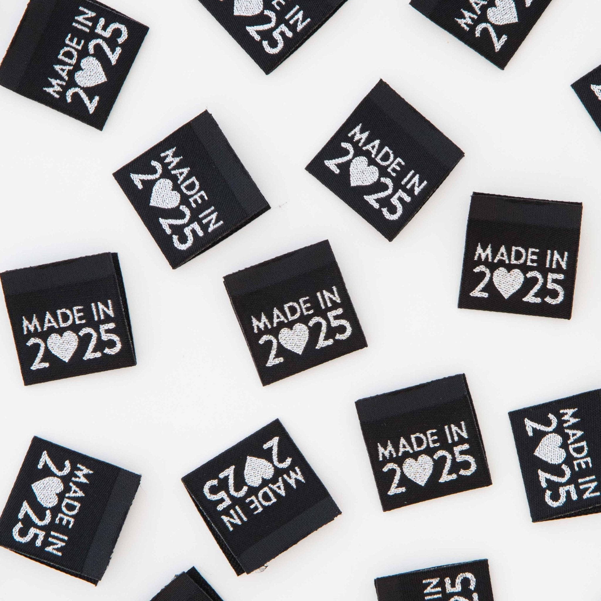 Made in 2025 Silver Woven Sewing and Quilting Labels - Boho Fabrics -