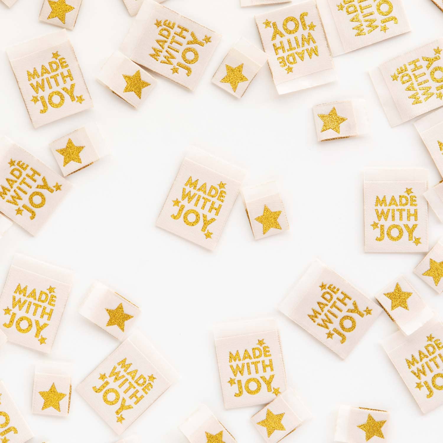 Made with Joy Star - Christmas Tags Sewing Woven Labels - Boho Fabrics - Sew - in Labels