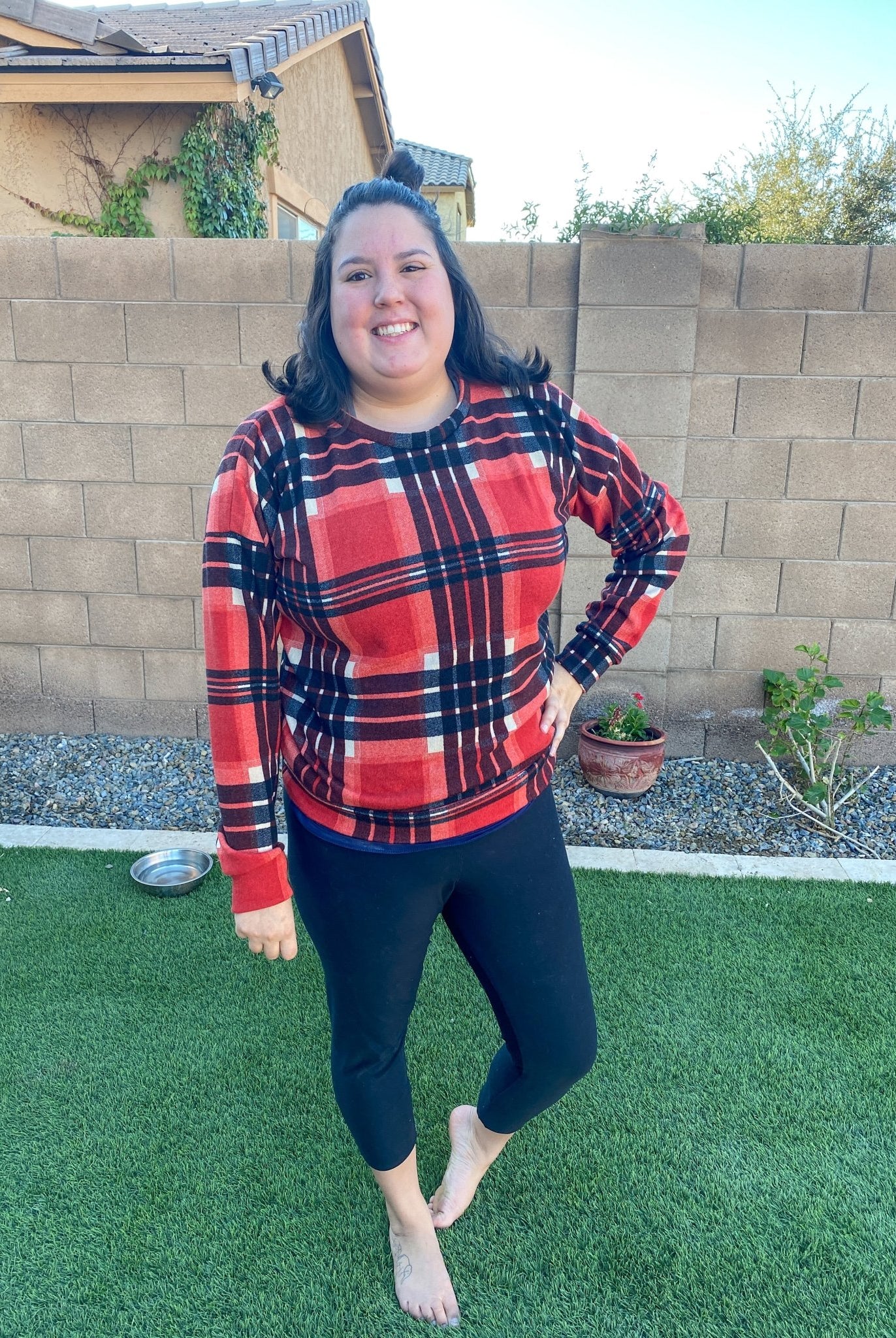 Madi Plaid! Red/Black Plaid Brushed Sweater Knit Fabric. PRSW-104 - Boho Fabrics