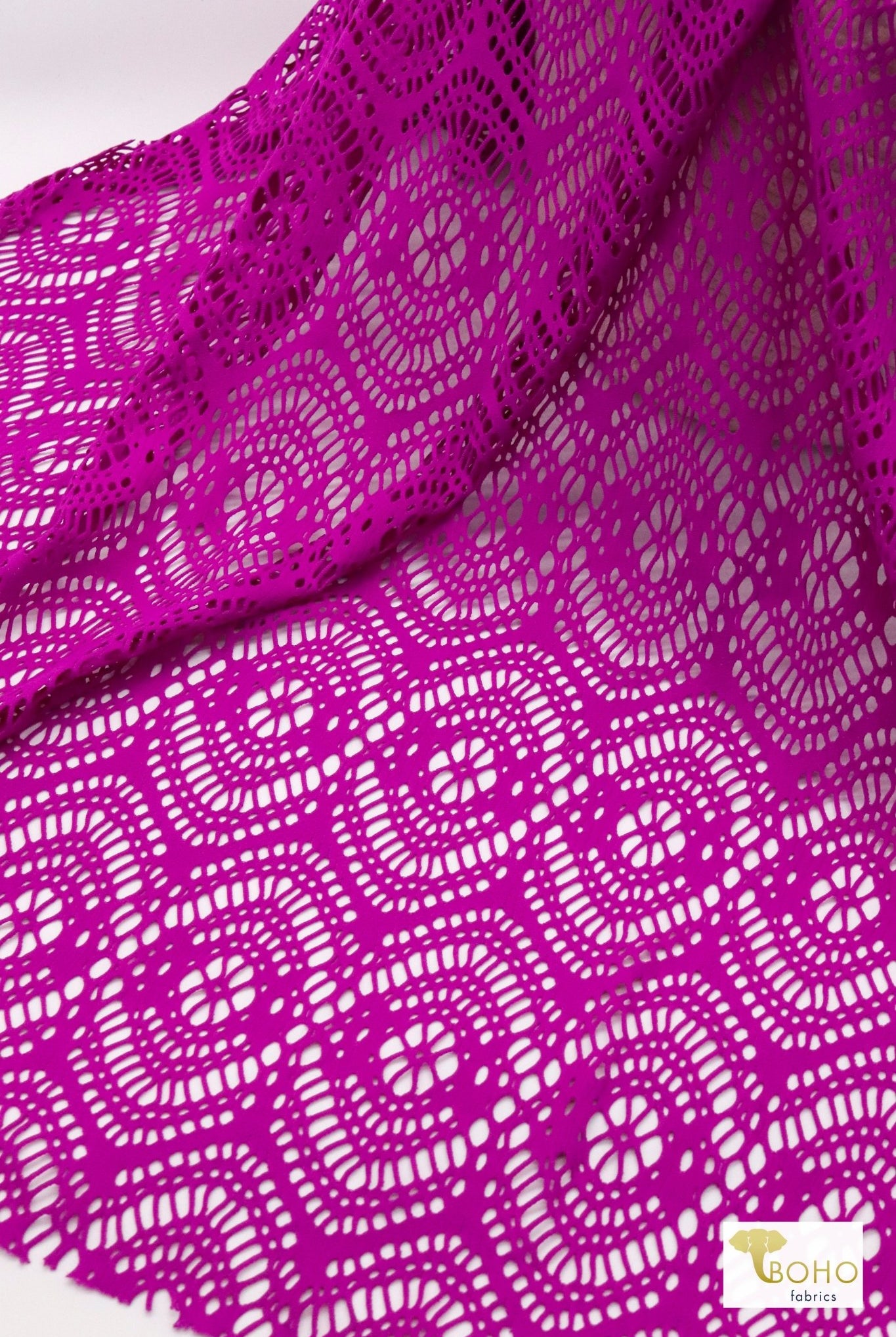 Magenta Medallion, Stretch Lace Fabric - Boho Fabrics - Stretch Lace Fabric