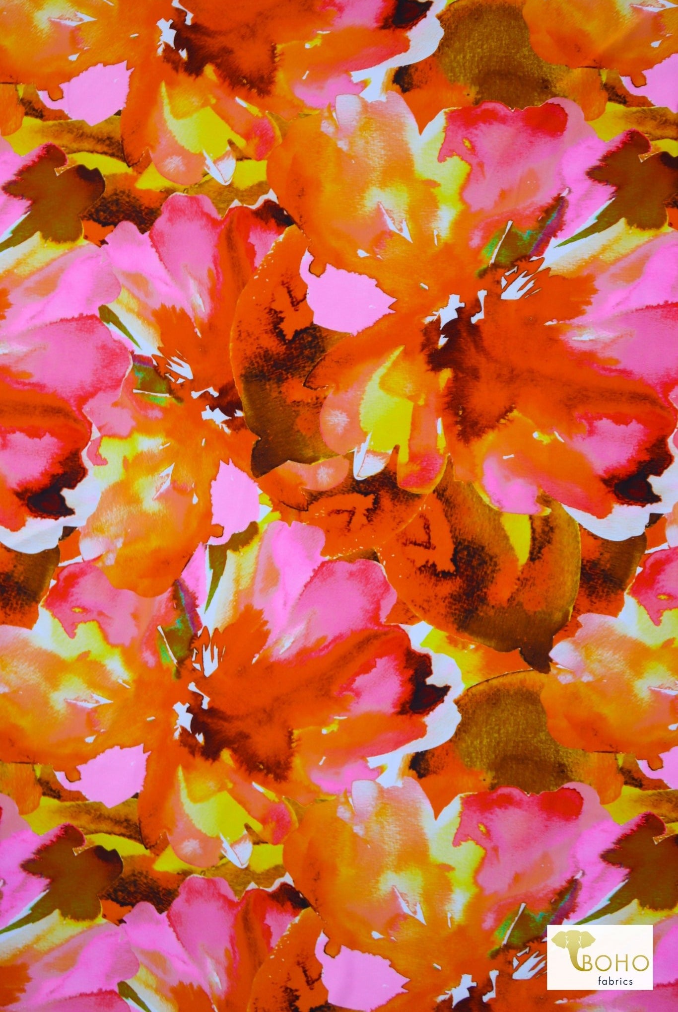 Mai-Tai Florals, Large Scale Printed Swim Knit Fabric. - Boho Fabrics