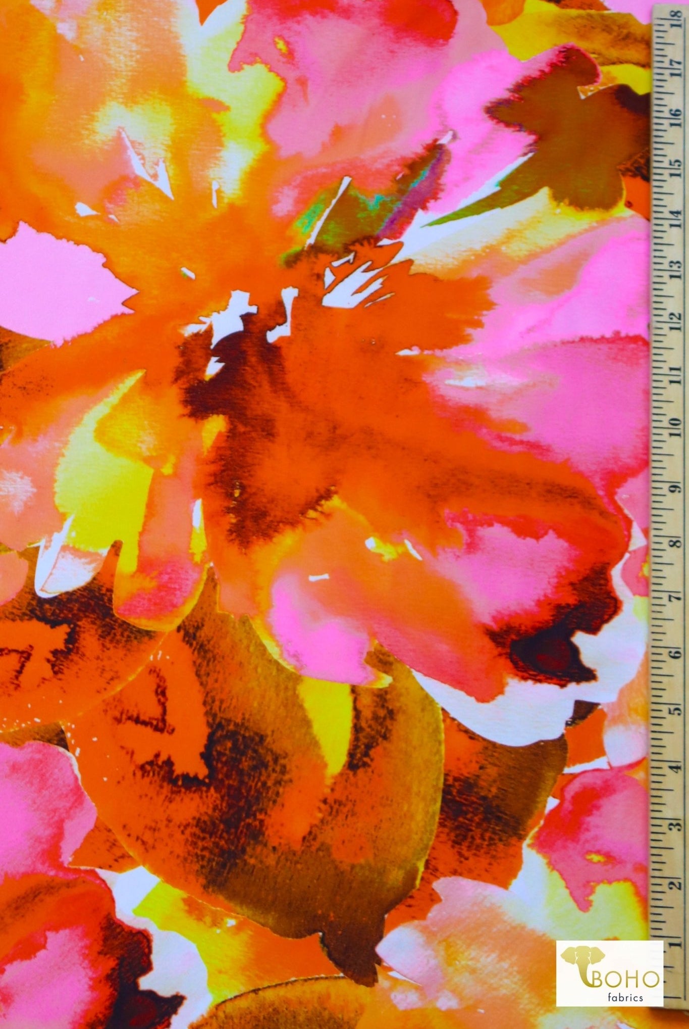 Mai-Tai Florals, Large Scale Printed Swim Knit Fabric. - Boho Fabrics