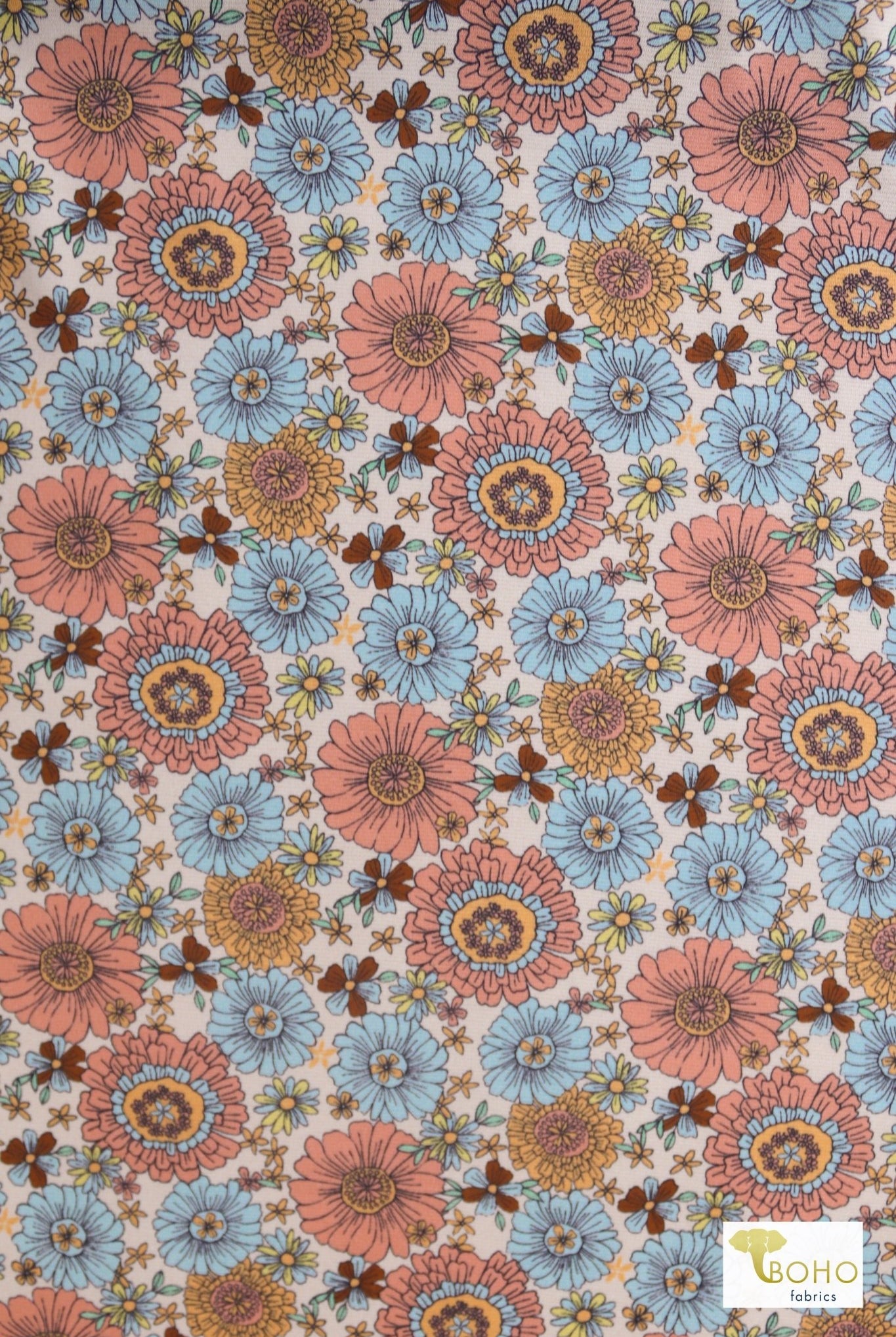 Maisy Daisy, Ponte Print Knit Fabric - Boho Fabrics - Ponte Print, Knit Fabric