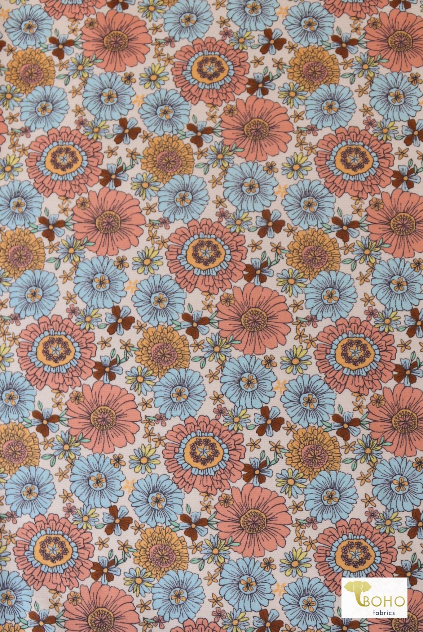 Maisy Daisy, Ponte Print Knit Fabric - Boho Fabrics - Ponte Print, Knit Fabric