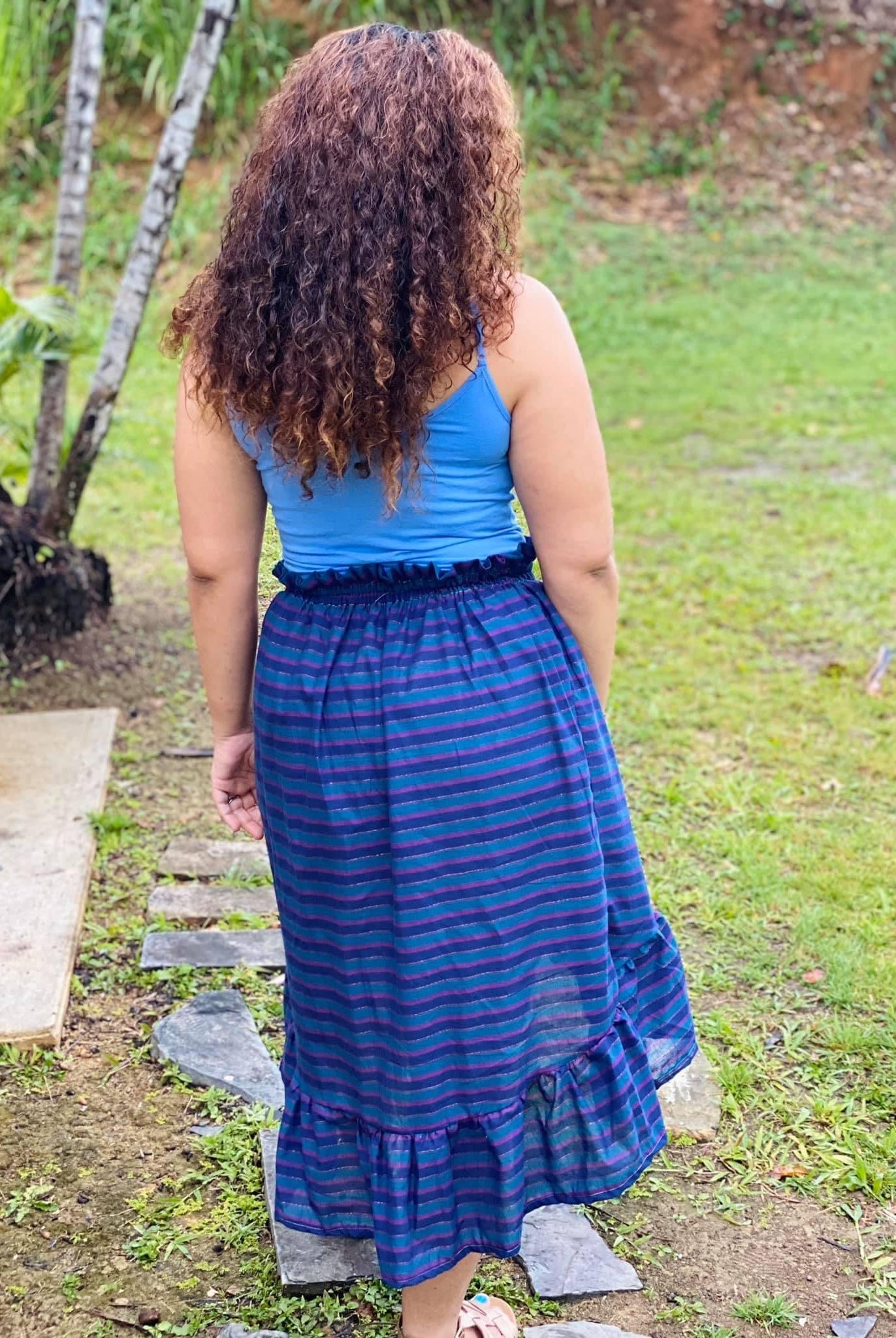 Majestic Gold,Purple & Teal Stripes. Cotton Woven Fabric. WVP-215 - Boho Fabrics