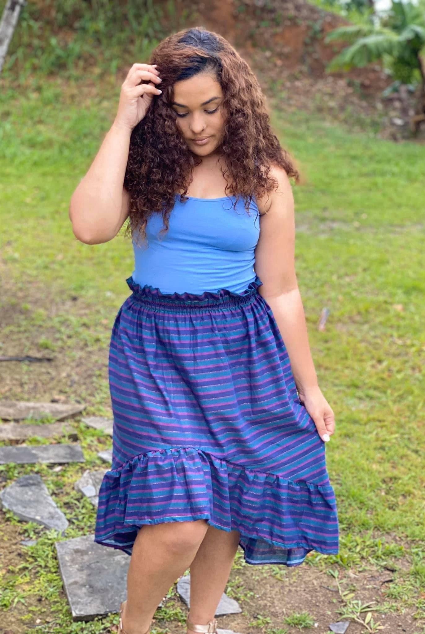 Majestic Gold,Purple & Teal Stripes. Cotton Woven Fabric. WVP-215 - Boho Fabrics