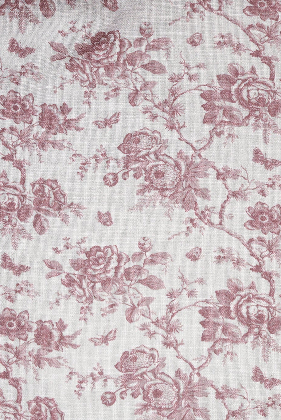 Mauve & White Floral Linen-Look Canvas Woven Fabric - Boho Fabrics - Home Dec. & Upholstery Fabric