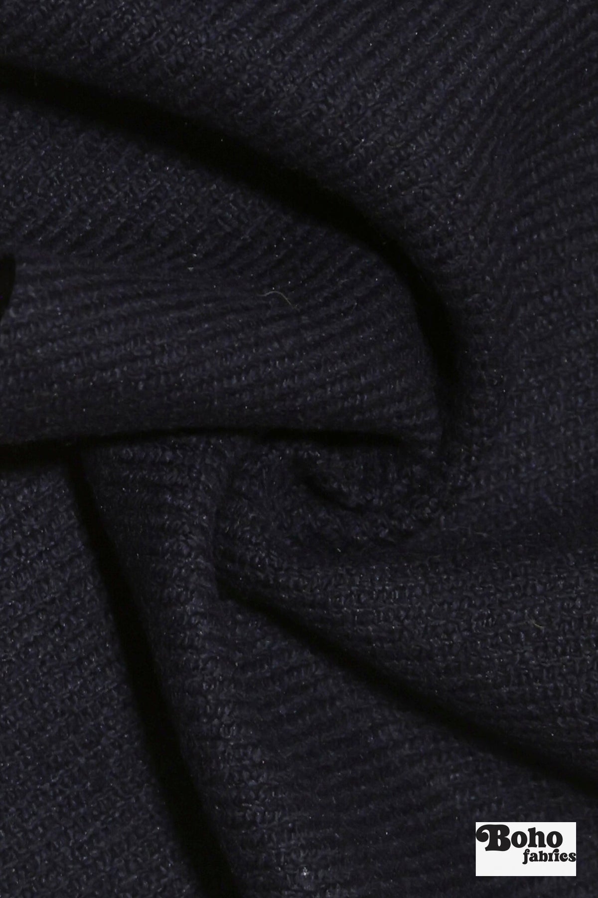 Mega Twill, Navy Wool Coating Woven Fabric - Boho Fabrics - Wool Coating, Woven